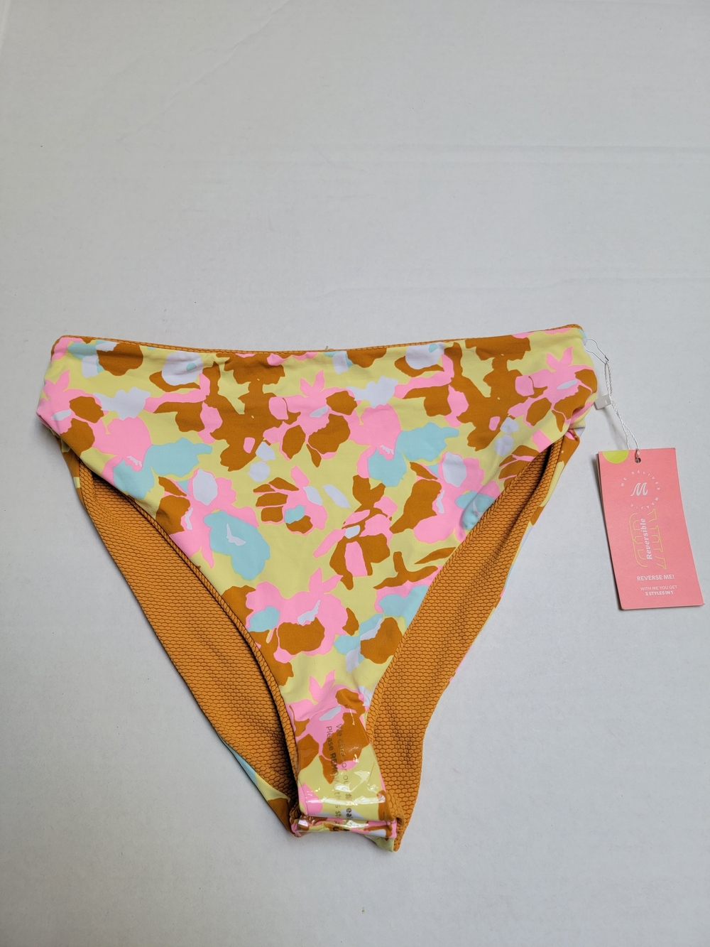 Maaji Yellow Multi Floral High-Cut Bikini Bottom Size XL
